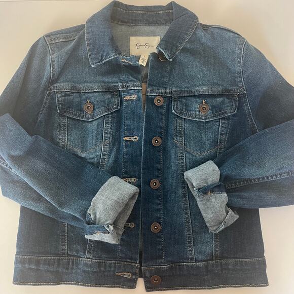 NEW Jessica Simpson Pixie Cropped Jean Jacket SZ Small Medium Wash - Picture 4 of 10